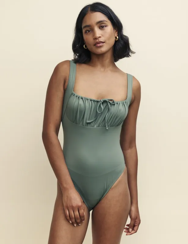 Green Ruched Bodice Swimsuit sold by Nobody's Child