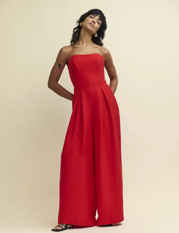 Petite Red Linen-blend Rory Jumpsuit sold by Nobody's Child