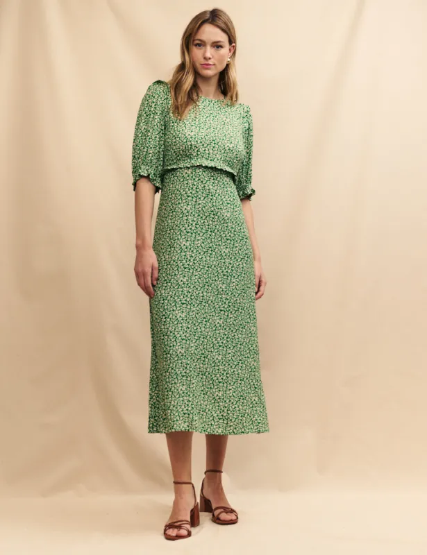 Green Ditsy Floral Felicia Midi Dress sold by Nobody's Child
