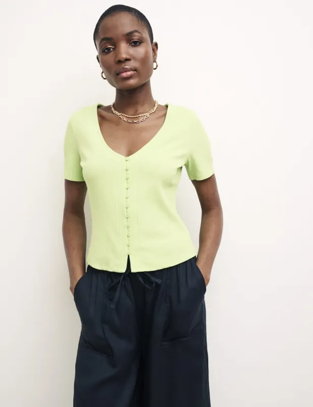 Green Short Sleeve Button Through Top sold by Nobody's Child