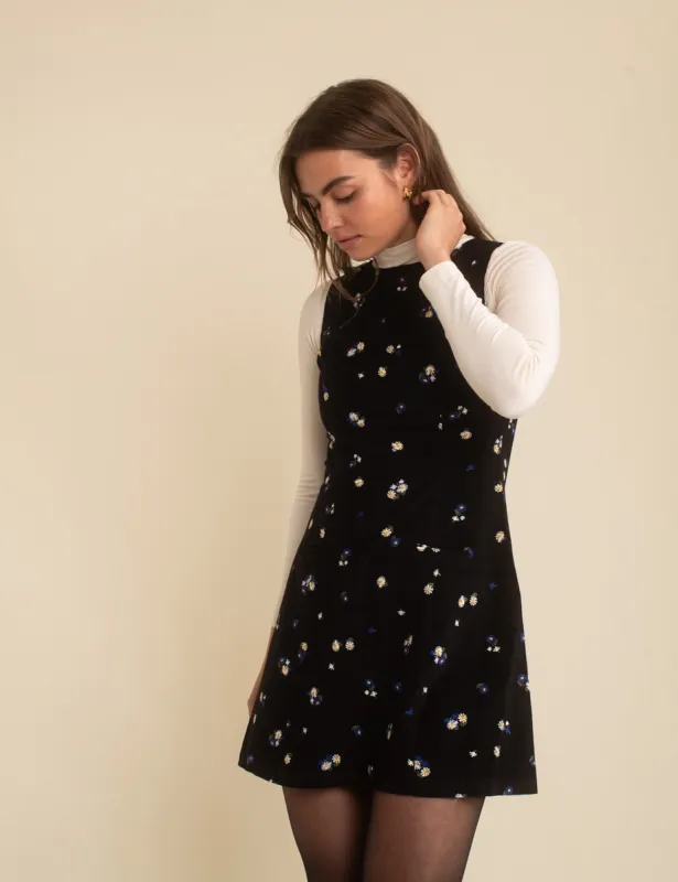 Black Cord Floral Boston Mini Shift Dress sold by Nobody's Child