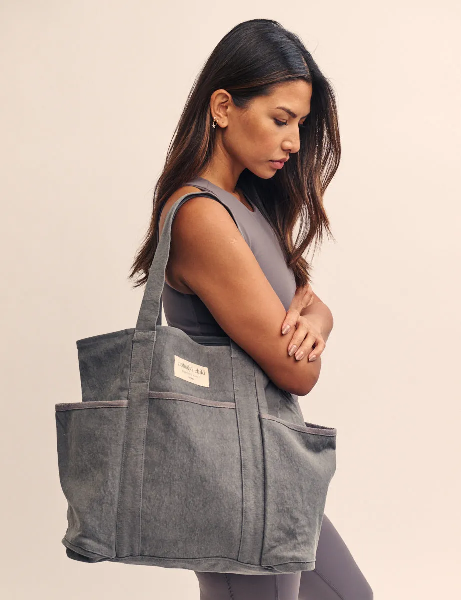 Grey Washed Canvas Tote Bag sold by Nobody's Child product image thumbnail 3