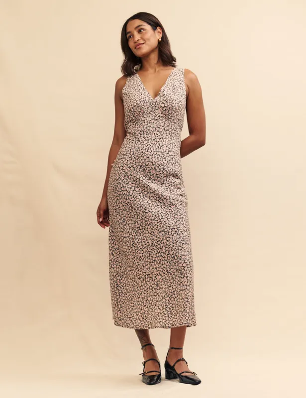 Pink Floral Helena Midi Slip Dress sold by Nobody's Child
