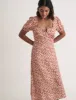 Pink Ditsy Floral Prairie Milkmaid Midi Dress sold by Nobody's Child