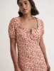 Pink Ditsy Floral Prairie Milkmaid Midi Dress sold by Nobody's Child