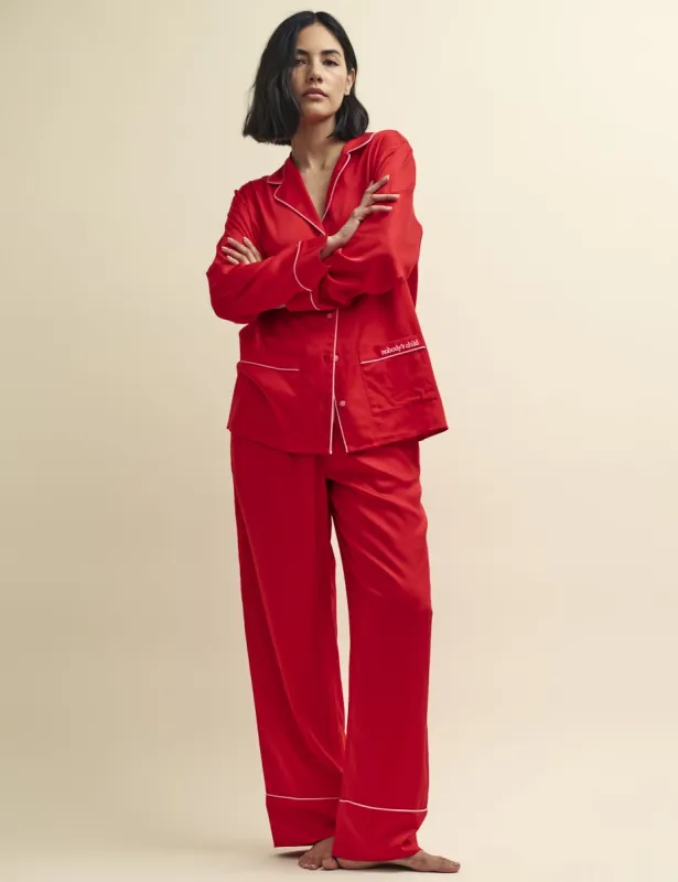 Red Collared Pyjama Trouser Set sold by Nobody's Child