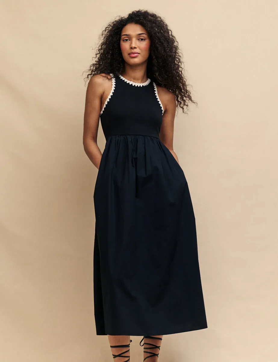 Black Crochet Trim Seattle Midi Skater Dress sold by Nobody's Child product image thumbnail 3