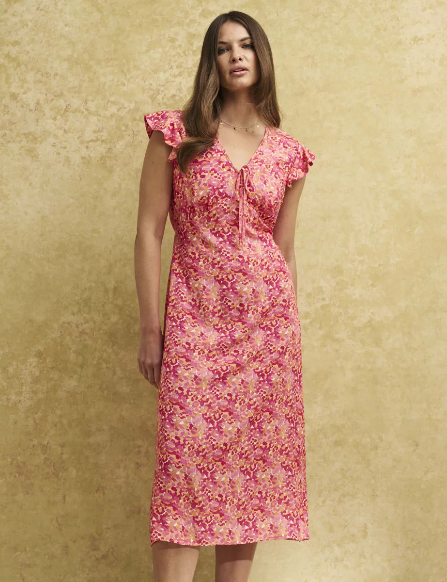 Pink Watercolour Lily Midi Tea Dress sold by Nobody's Child product image thumbnail 4