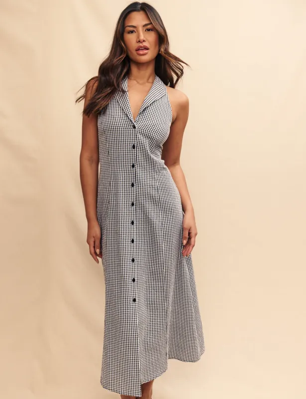 Black Gingham Lou Lou Midi Dress sold by Nobody's Child
