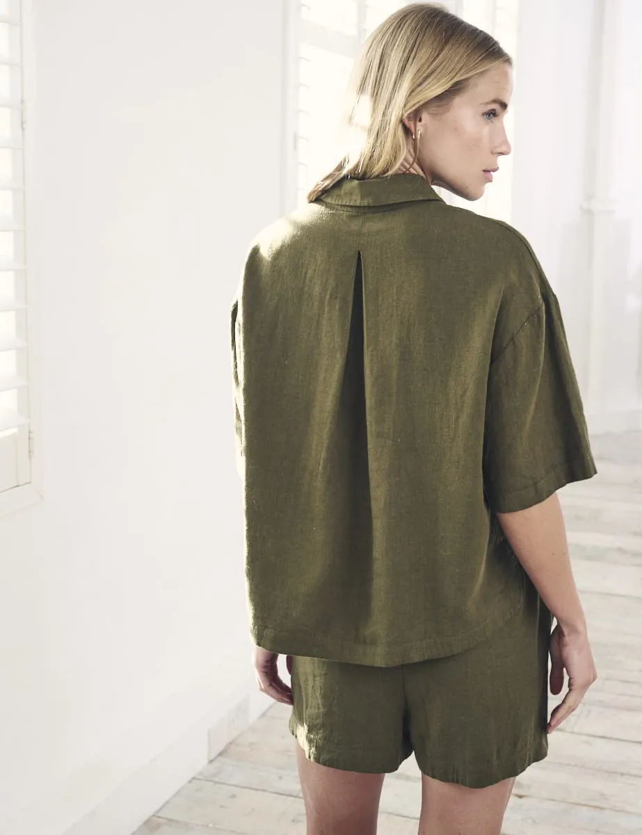 Khaki Green Short Sleeve Jay Shirt sold by Nobody's Child product image thumbnail 4