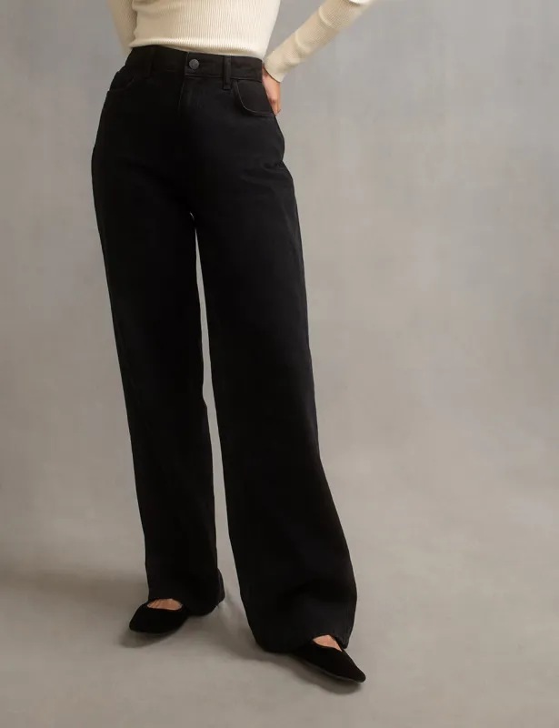 Black Wide Leg Denim Jeans sold by Nobody's Child