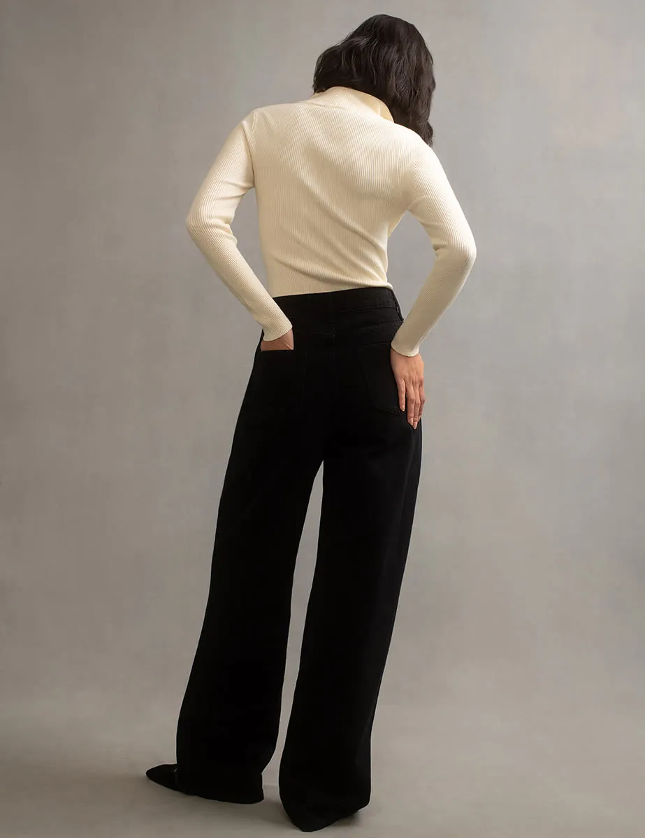 Black Wide Leg Denim Jeans sold by Nobody's Child product image thumbnail 4