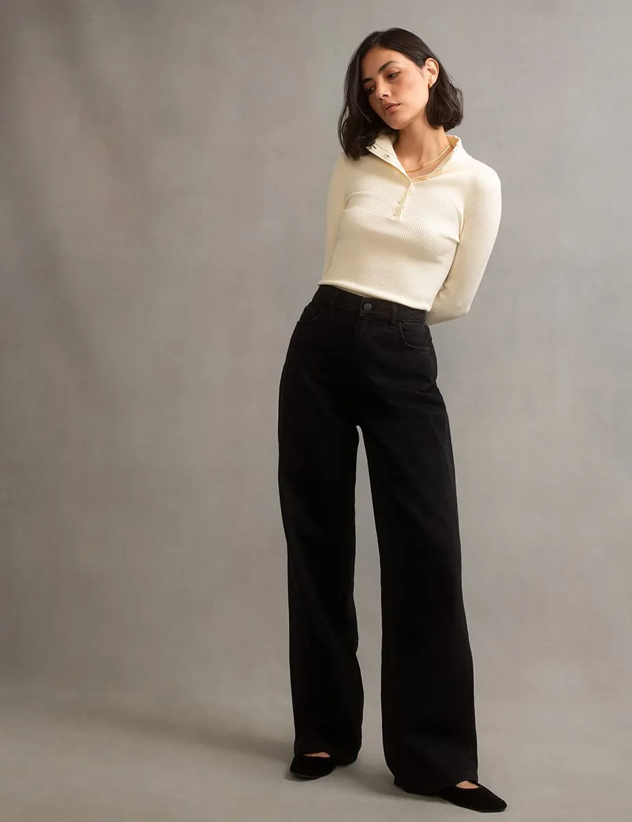 Black Wide Leg Denim Jeans sold by Nobody's Child product image thumbnail 2