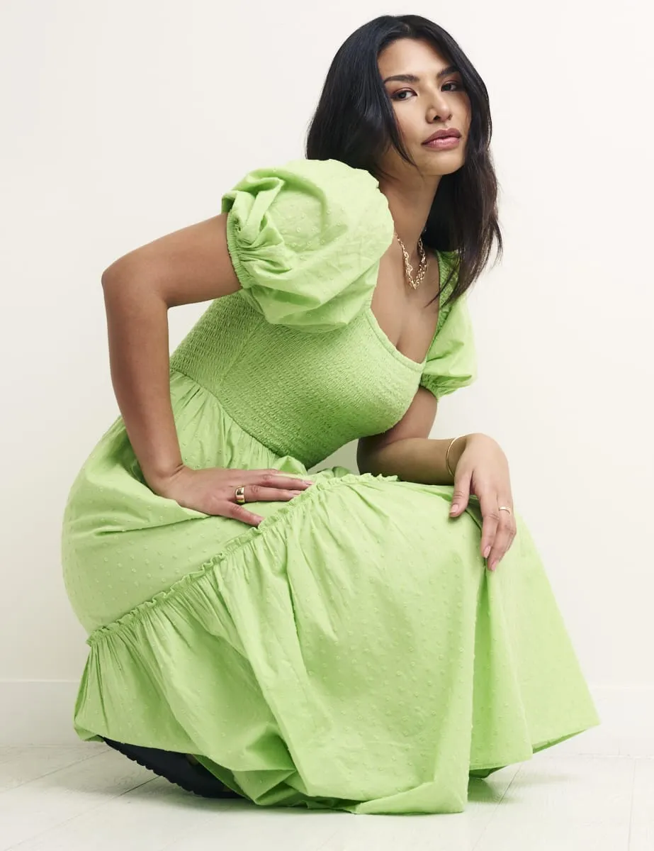 Green Puff Sleeve Tallulah Midi Dress sold by Nobody's Child product image thumbnail 3
