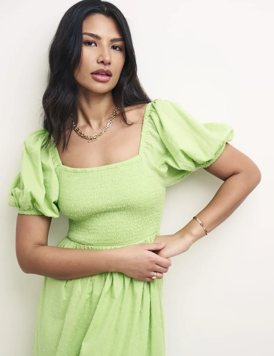 Green Puff Sleeve Tallulah Midi Dress sold by Nobody's Child product image thumbnail 2