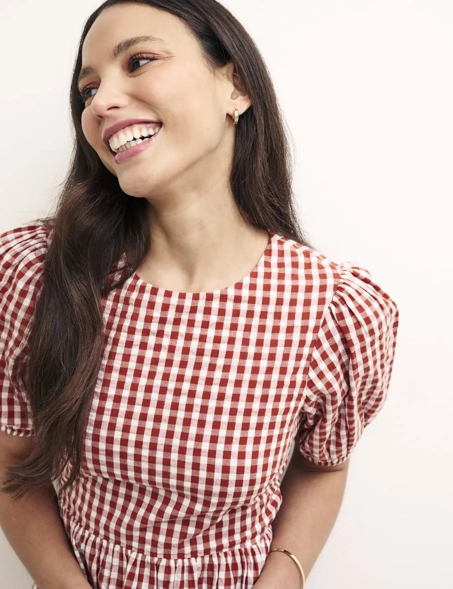 Brown Gingham Gracie Mini Dress sold by Nobody's Child product image thumbnail 3