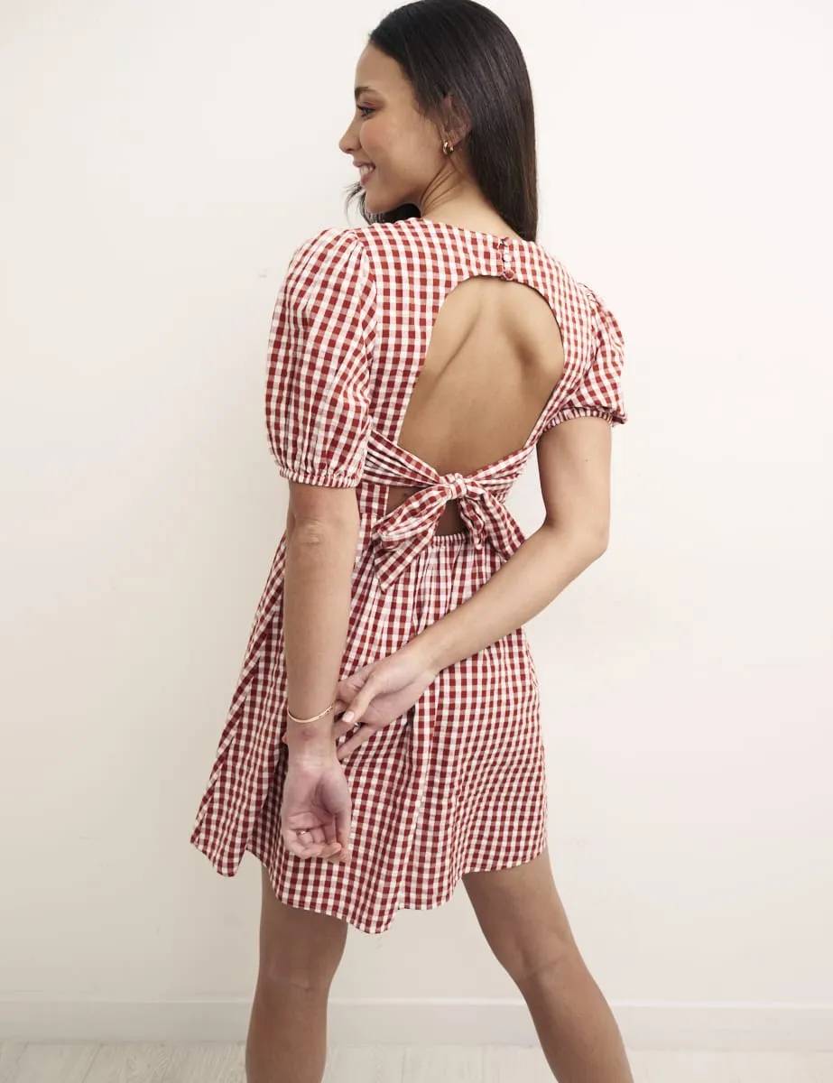 Brown Gingham Gracie Mini Dress sold by Nobody's Child
