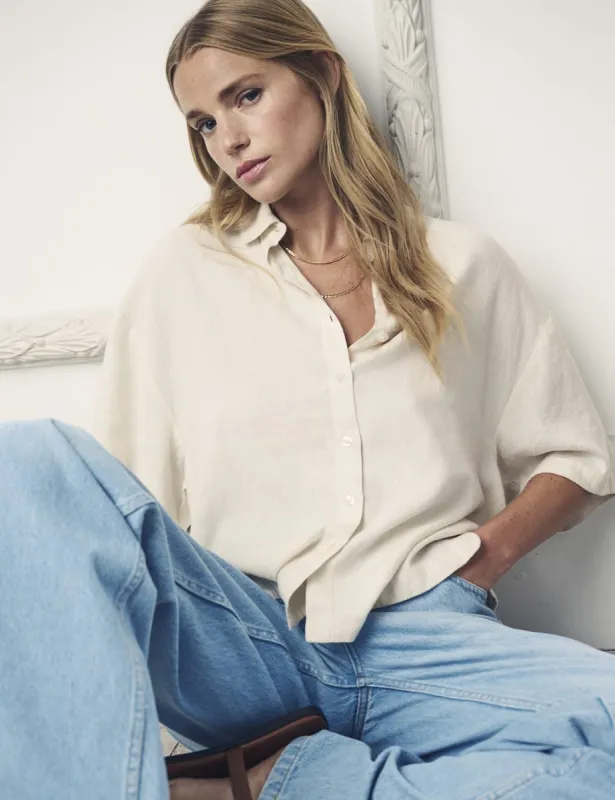 Cream Short Sleeve Jay Shirt sold by Nobody's Child