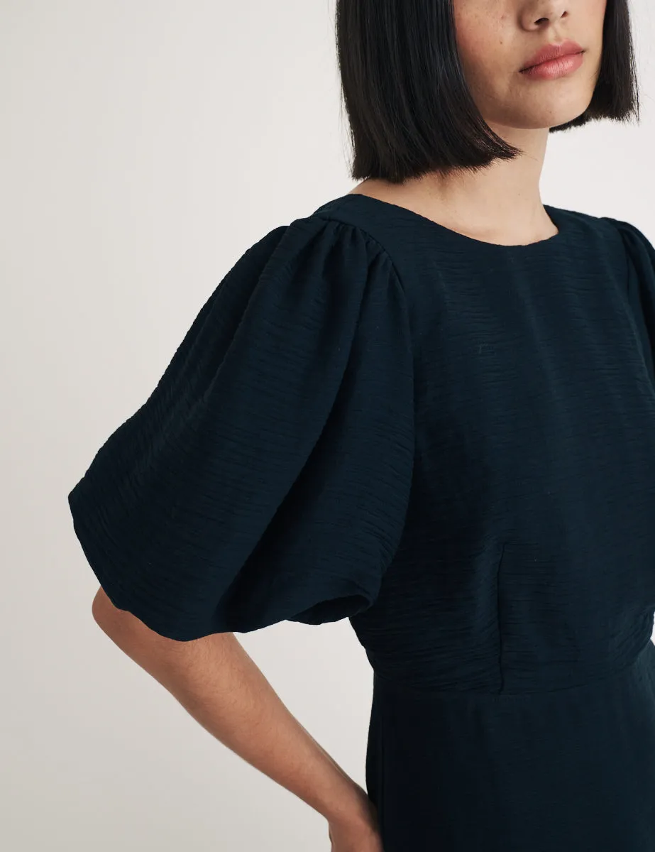 Black Puff Sleeve Zora Midi Dress sold by Nobody's Child product image thumbnail 2