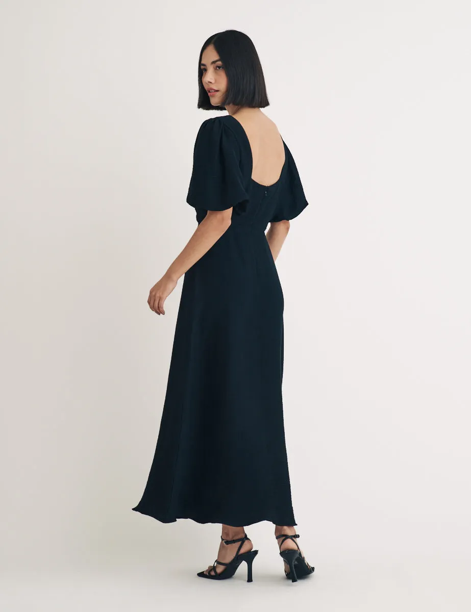 Black Puff Sleeve Zora Midi Dress sold by Nobody's Child product image thumbnail 4