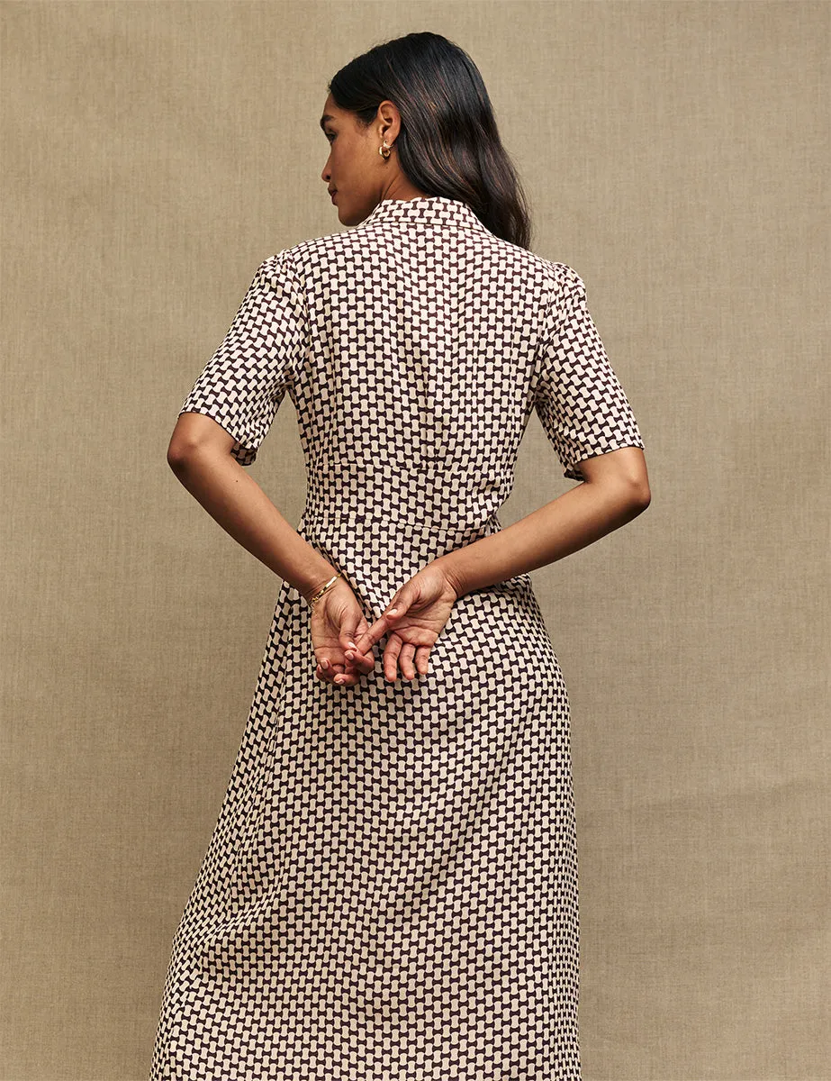 Brown Geometric Print Daisy Midi Dress sold by Nobody's Child product image thumbnail 3