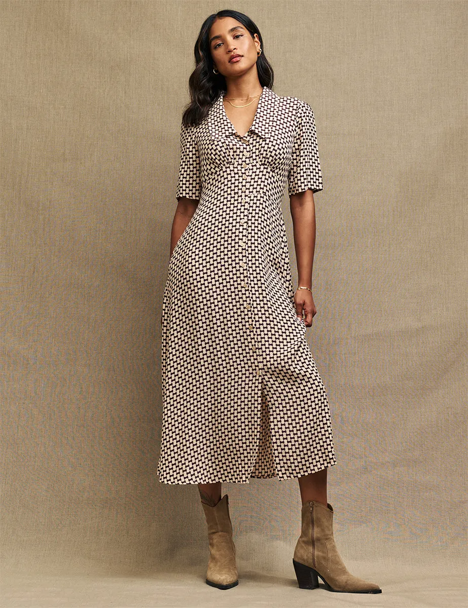 Brown Geometric Print Daisy Midi Dress sold by Nobody's Child product image thumbnail 4