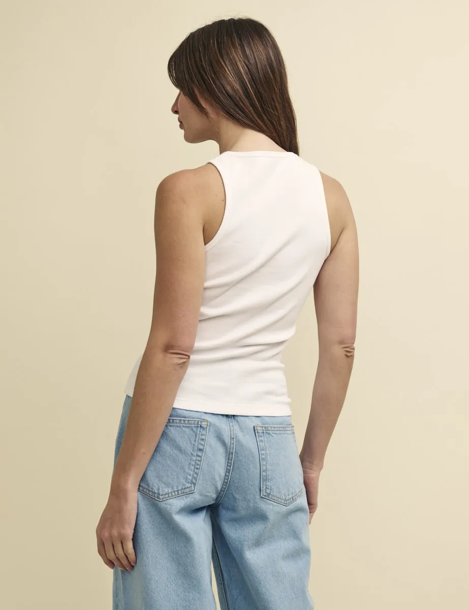 White Racer Jersey Tank Top sold by Nobody's Child product image thumbnail 4