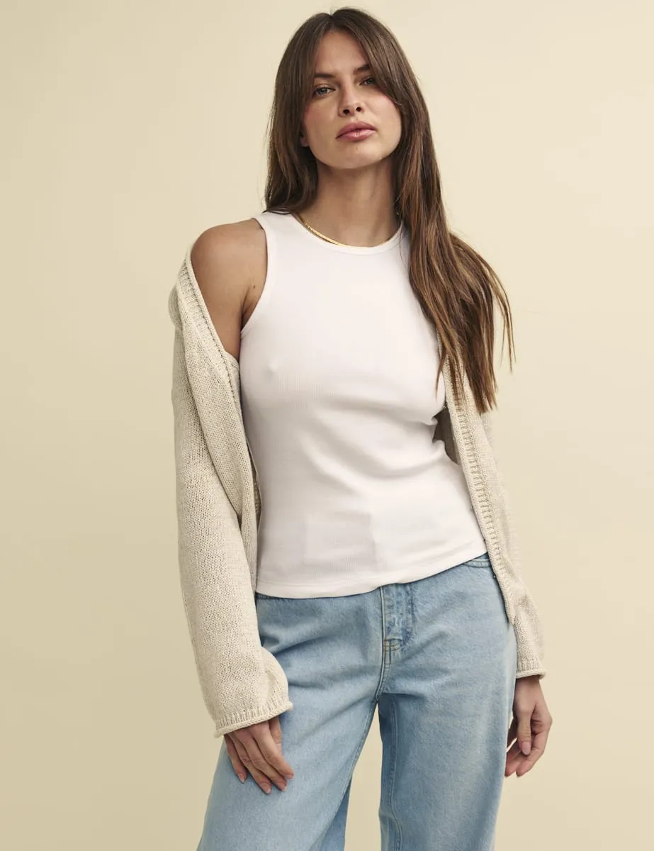 White Racer Jersey Tank Top sold by Nobody's Child product image thumbnail 3