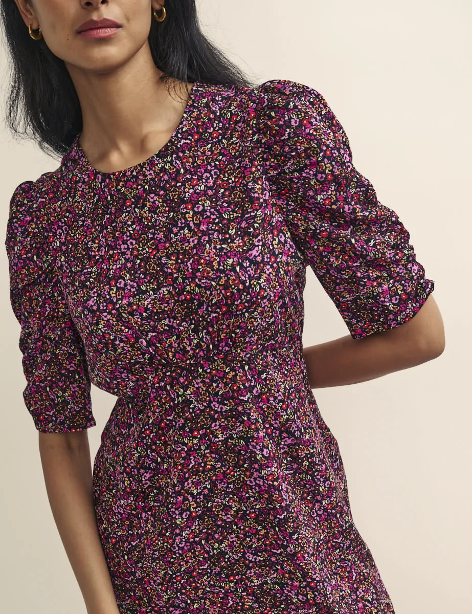 Purple Ditsy Floral Evie Mini Dress sold by Nobody's Child product image thumbnail 3