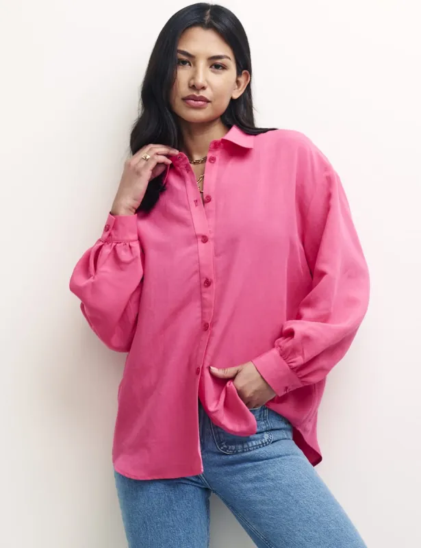 Pink Oversized Linen-blend Shirt sold by Nobody's Child