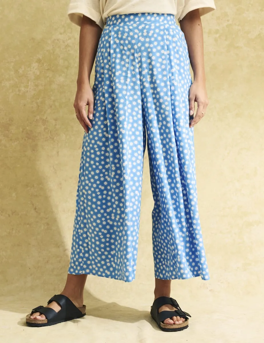 Blue Ditsy Daisy Floral Zeena Trouser sold by Nobody's Child