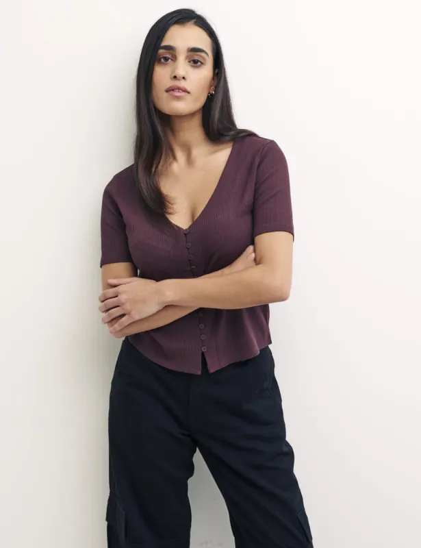 Short Sleeve Button Through Top sold by Nobody's Child