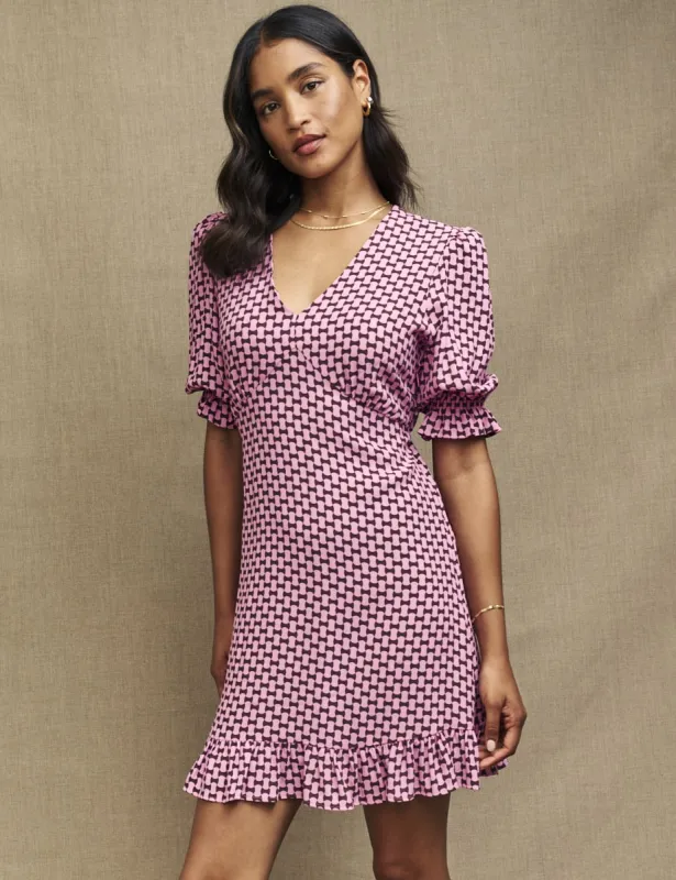 Petite Pink Geo Delilah Mini Dress sold by Nobody's Child