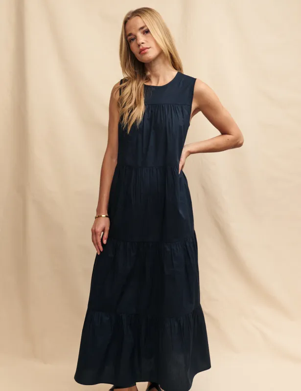 Black Tiered Rosalind Midi Dress sold by Nobody's Child