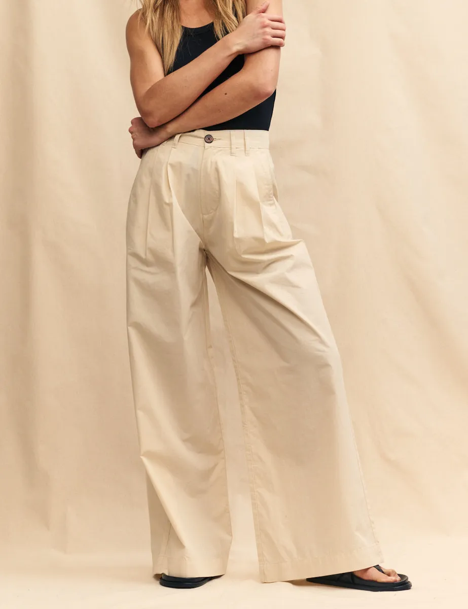 Beige Pleated Wide Leg Ava Trousers sold by Nobody's Child product image thumbnail 3