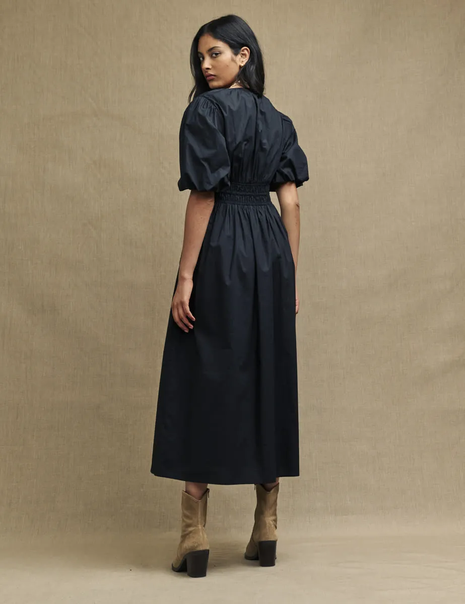 Black Puff Sleeve Athene Midi Dress sold by Nobody's Child product image thumbnail 3