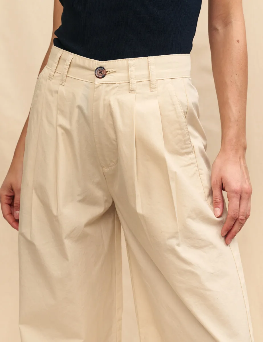 Beige Pleated Wide Leg Ava Trousers sold by Nobody's Child product image thumbnail 2