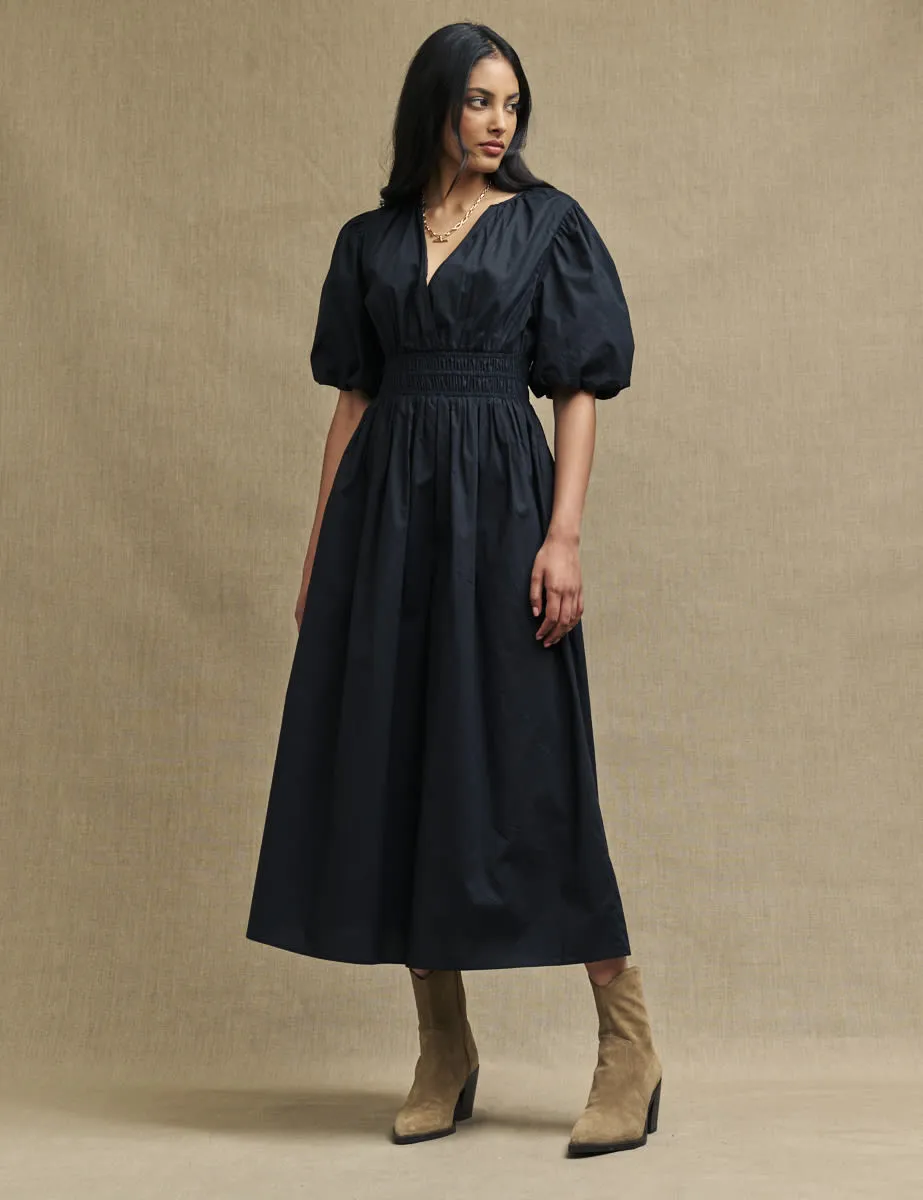 Black Puff Sleeve Athene Midi Dress sold by Nobody's Child product image thumbnail 4