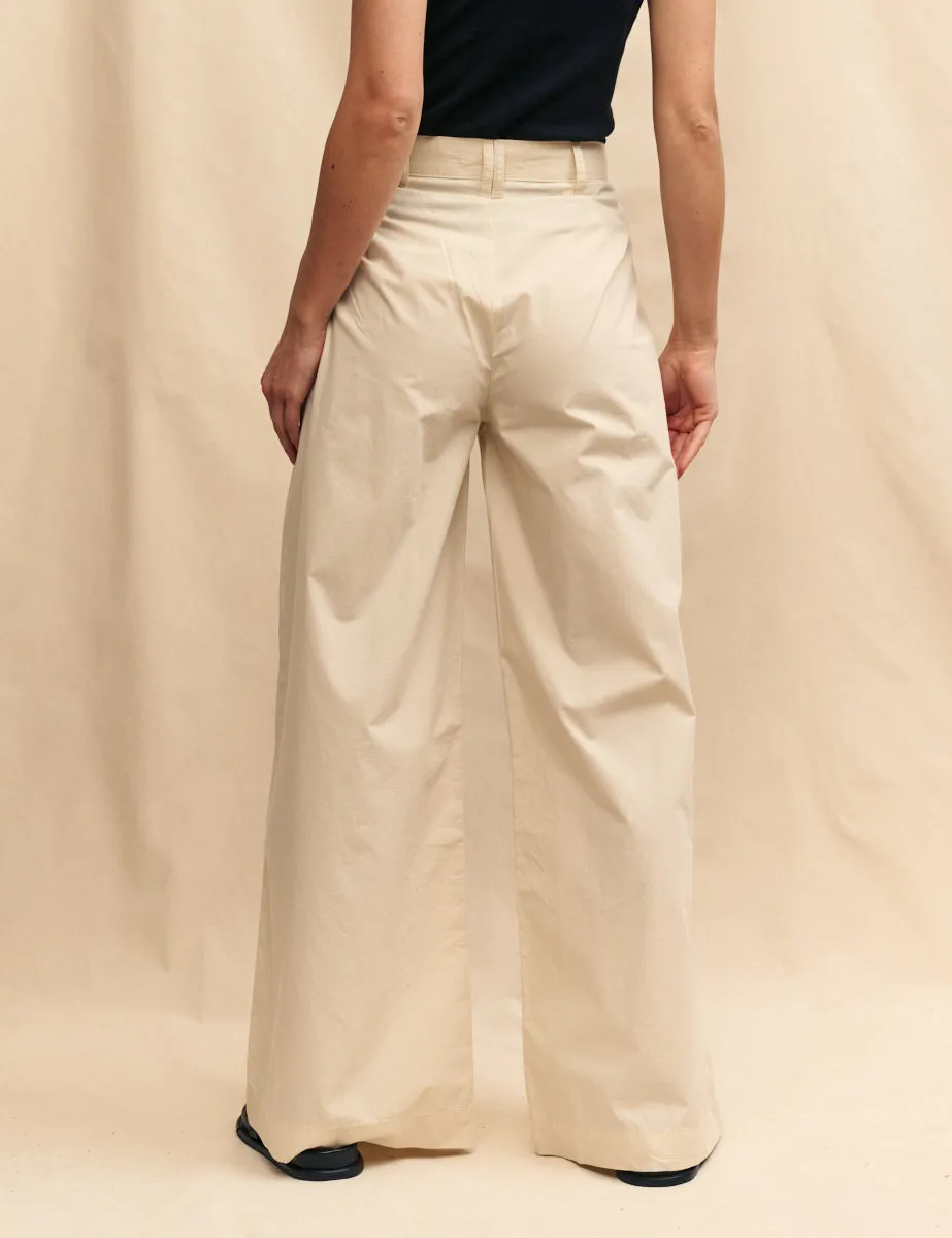 Beige Pleated Wide Leg Ava Trousers sold by Nobody's Child product image thumbnail 4