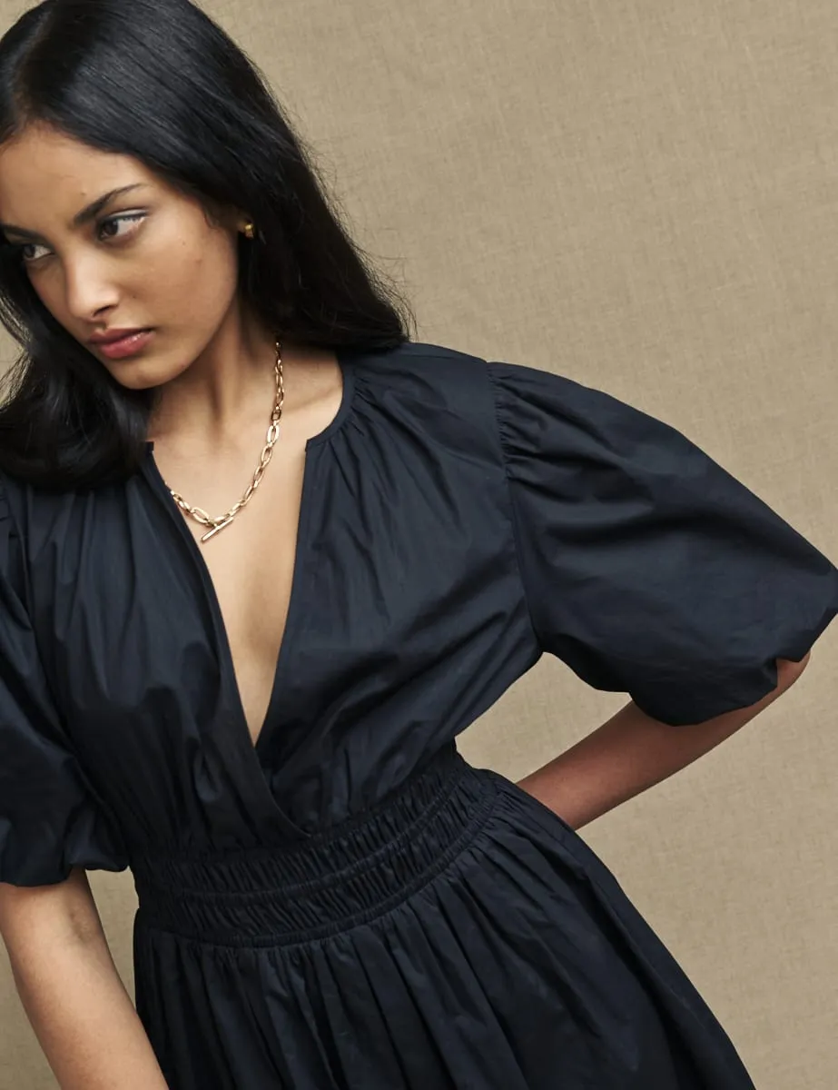 Black Puff Sleeve Athene Midi Dress sold by Nobody's Child product image thumbnail 5