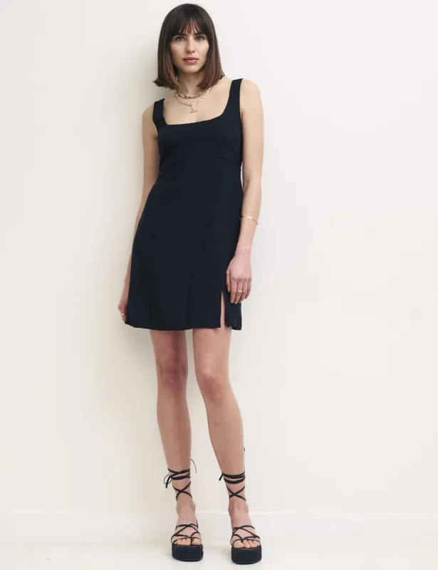 Black Linen-blend Valentina Mini Dress sold by Nobody's Child