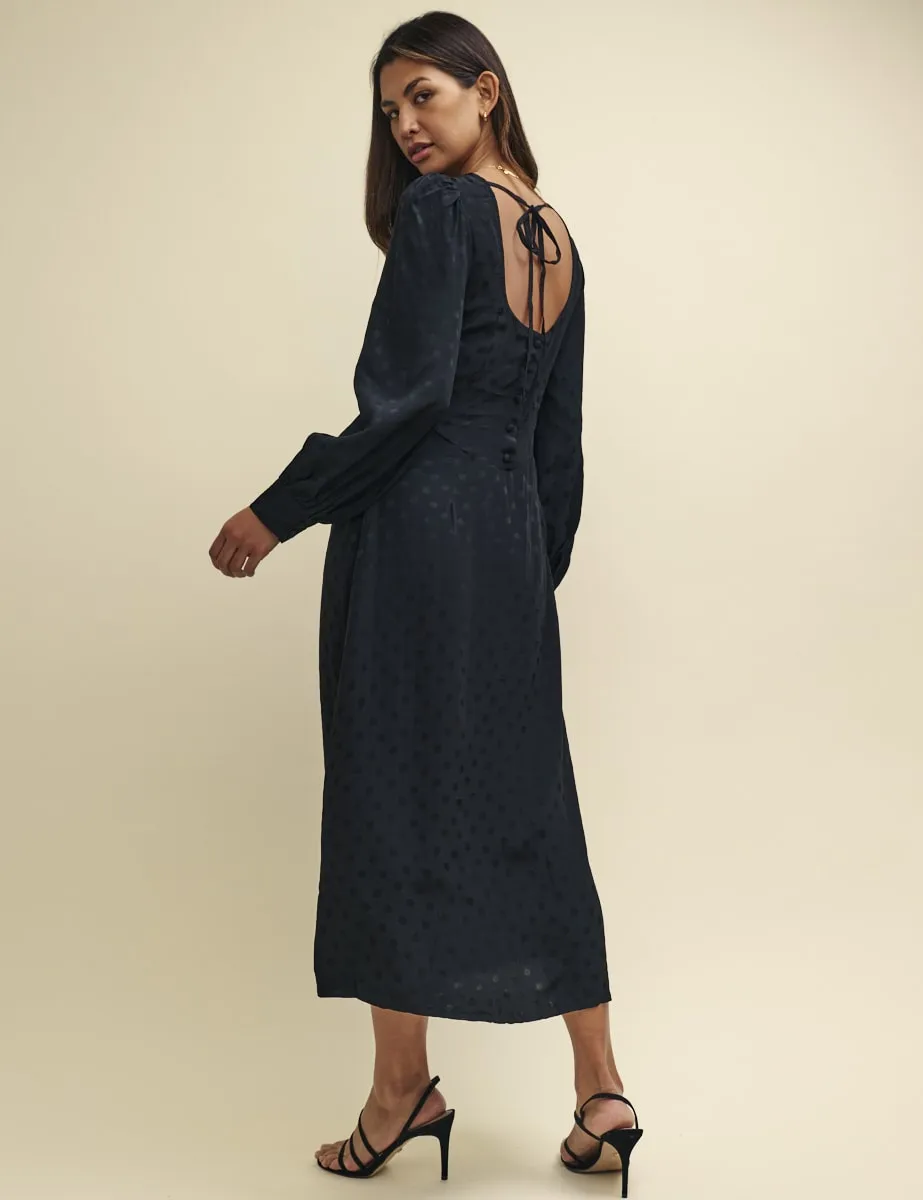Black Satin Jacquard Imogen Midi Dress sold by Nobody's Child product image thumbnail 2