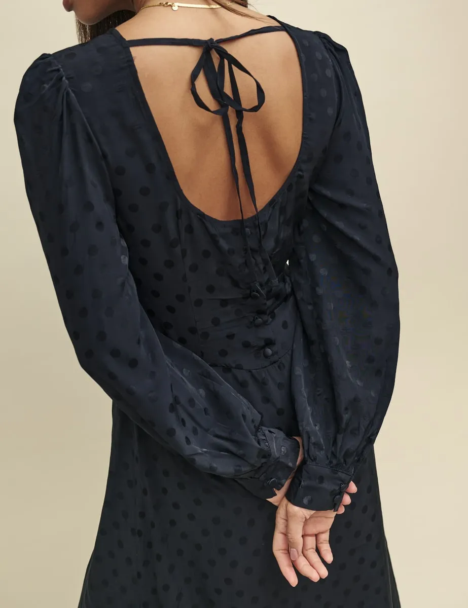 Black Satin Jacquard Imogen Midi Dress sold by Nobody's Child product image thumbnail 3