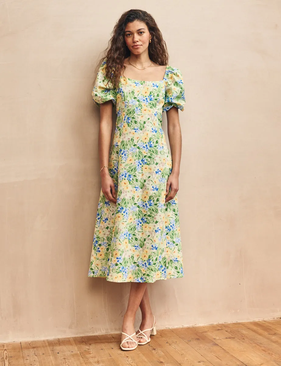 Green Flower Print Henri Midi Dress sold by Nobody's Child