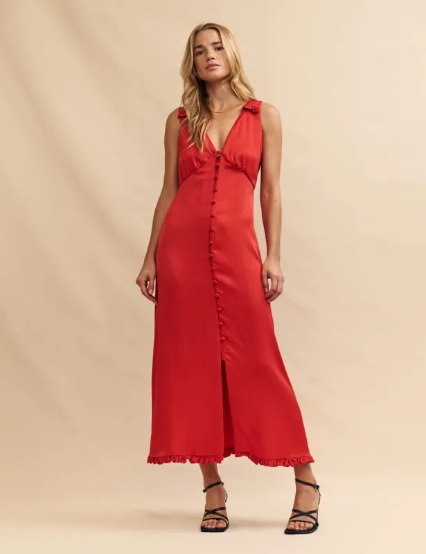 Red Clio Midi Dress sold by Nobody's Child