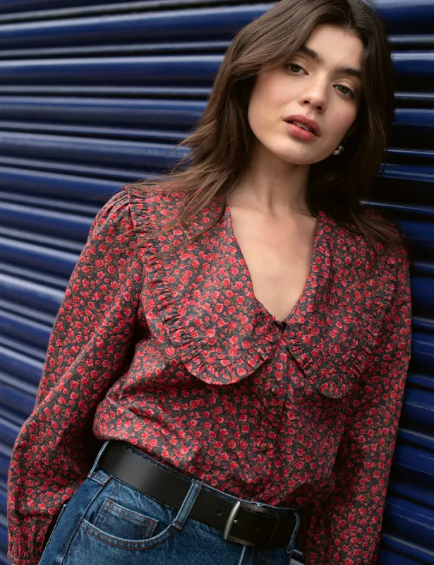 Red Ditsy Floral Emmie Blouse sold by Nobody's Child