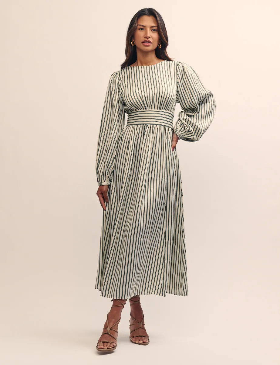 Green Striped Georgie Midi Dress sold by Nobody's Child