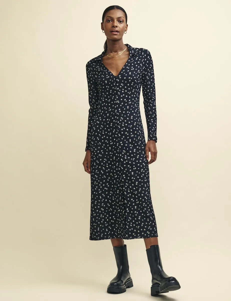 Black Floral Print Reed Midi Dress sold by Nobody's Child