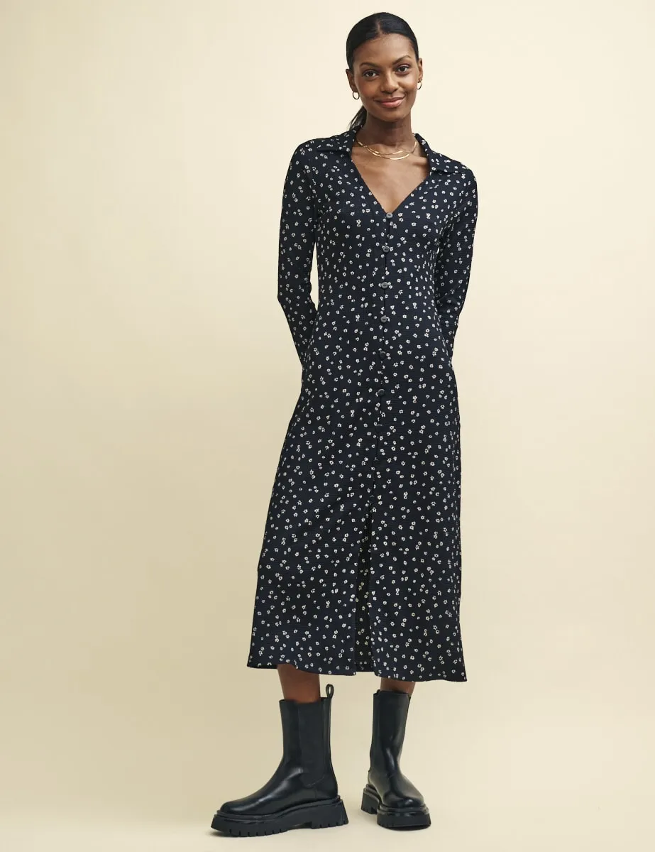 Black Floral Print Reed Midi Dress sold by Nobody's Child product image thumbnail 4