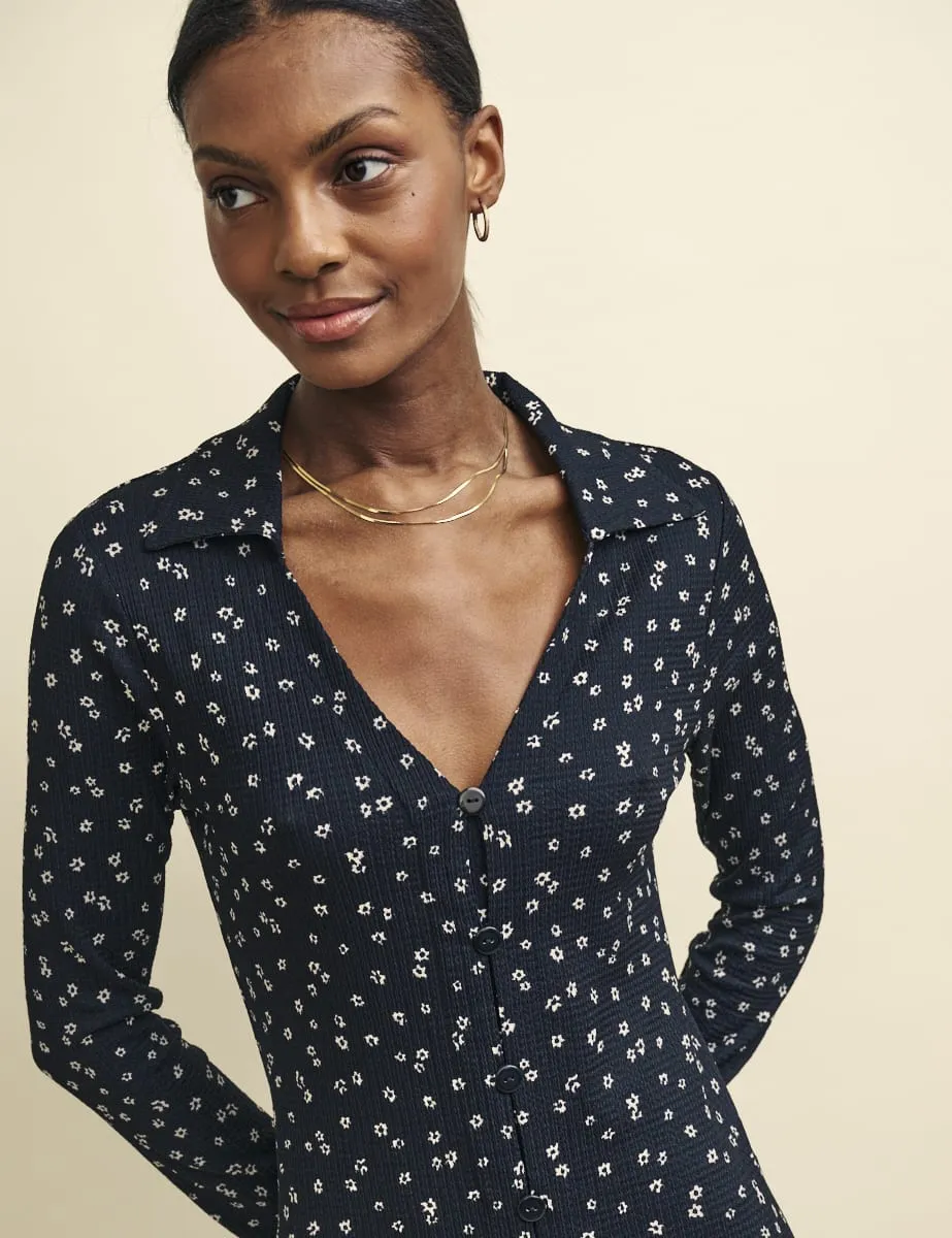 Black Floral Print Reed Midi Dress sold by Nobody's Child product image thumbnail 2